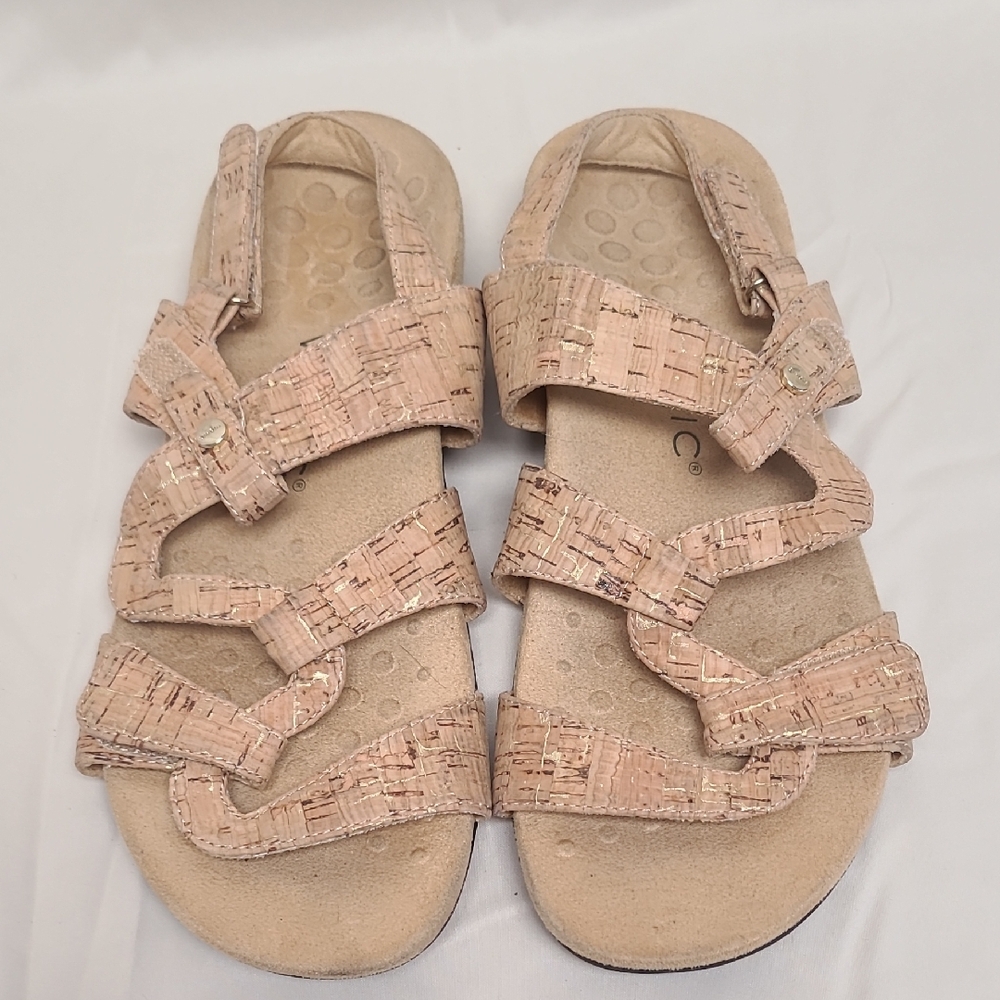 Vionic Amber Adjustable Cork Sandals - Gold Cork - Size 8